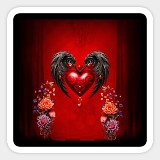 Beautiful heart with black wings Sticker